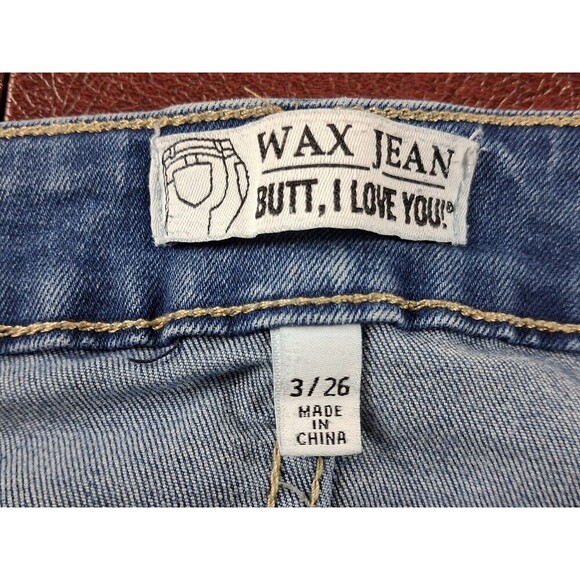 WAX JEANS "BUTT I LOVE YOU" 3/26 BLUE WOMENS JEANS DARK BLUE LIGHT WASH - Picture 4 of 15